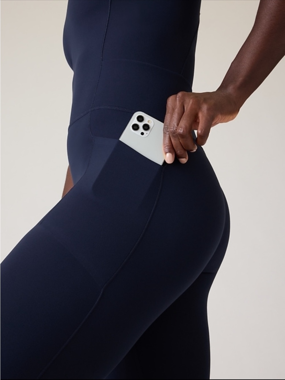 Athleta Salutation Stash 7/8 Bodysuit, Navy size M